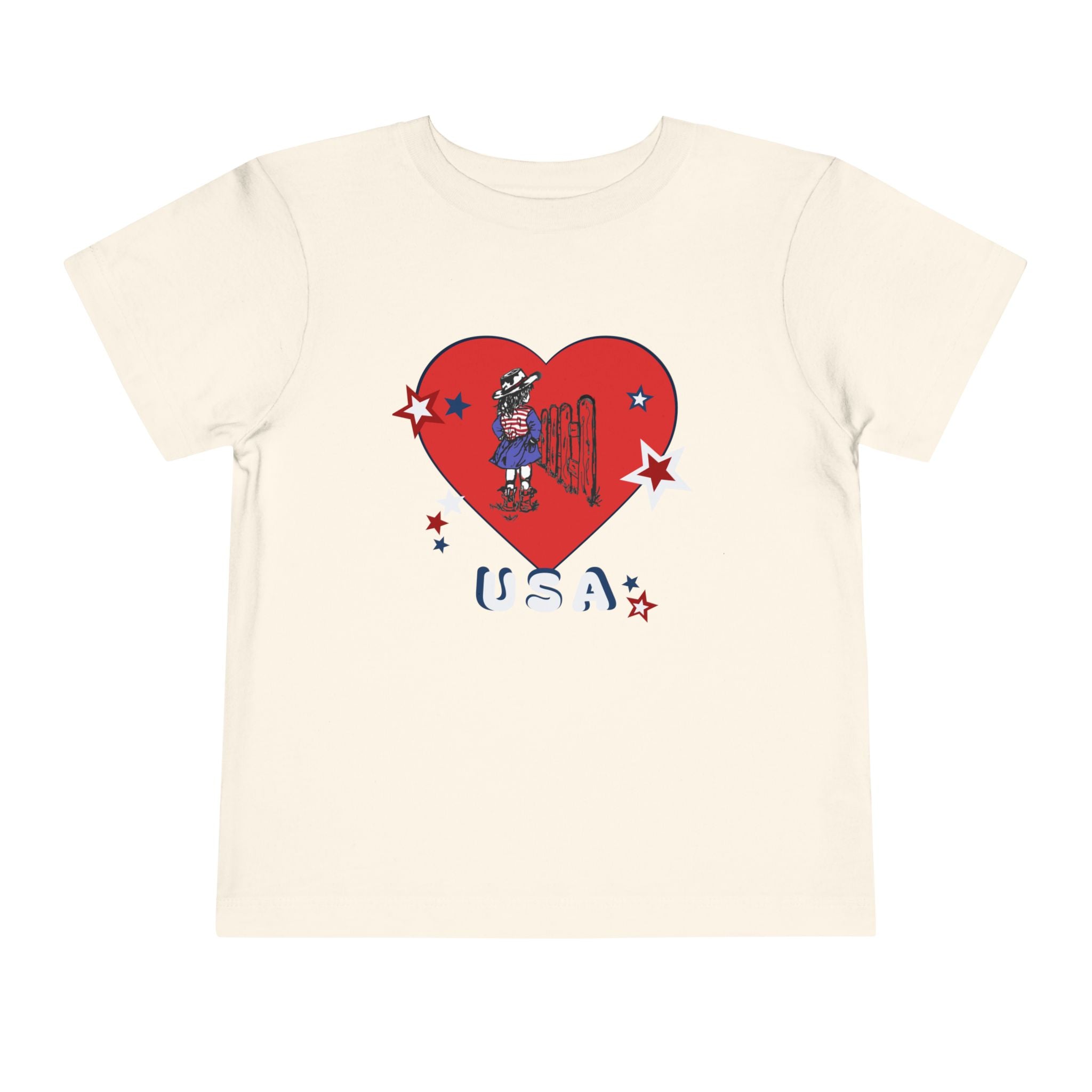 Toddler Tee - Patriotic USA Heart with Cowgirl Design