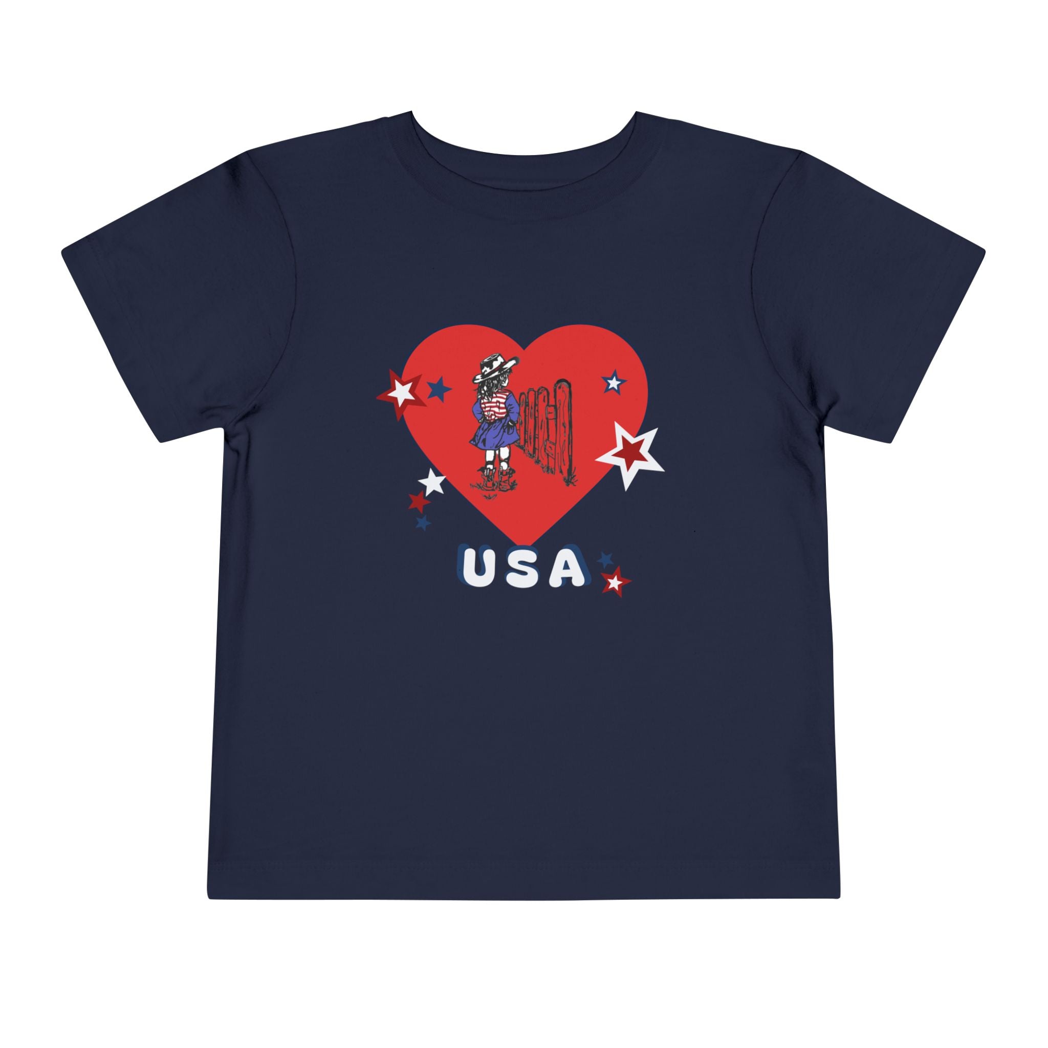Toddler Tee - Patriotic USA Heart with Cowgirl Design