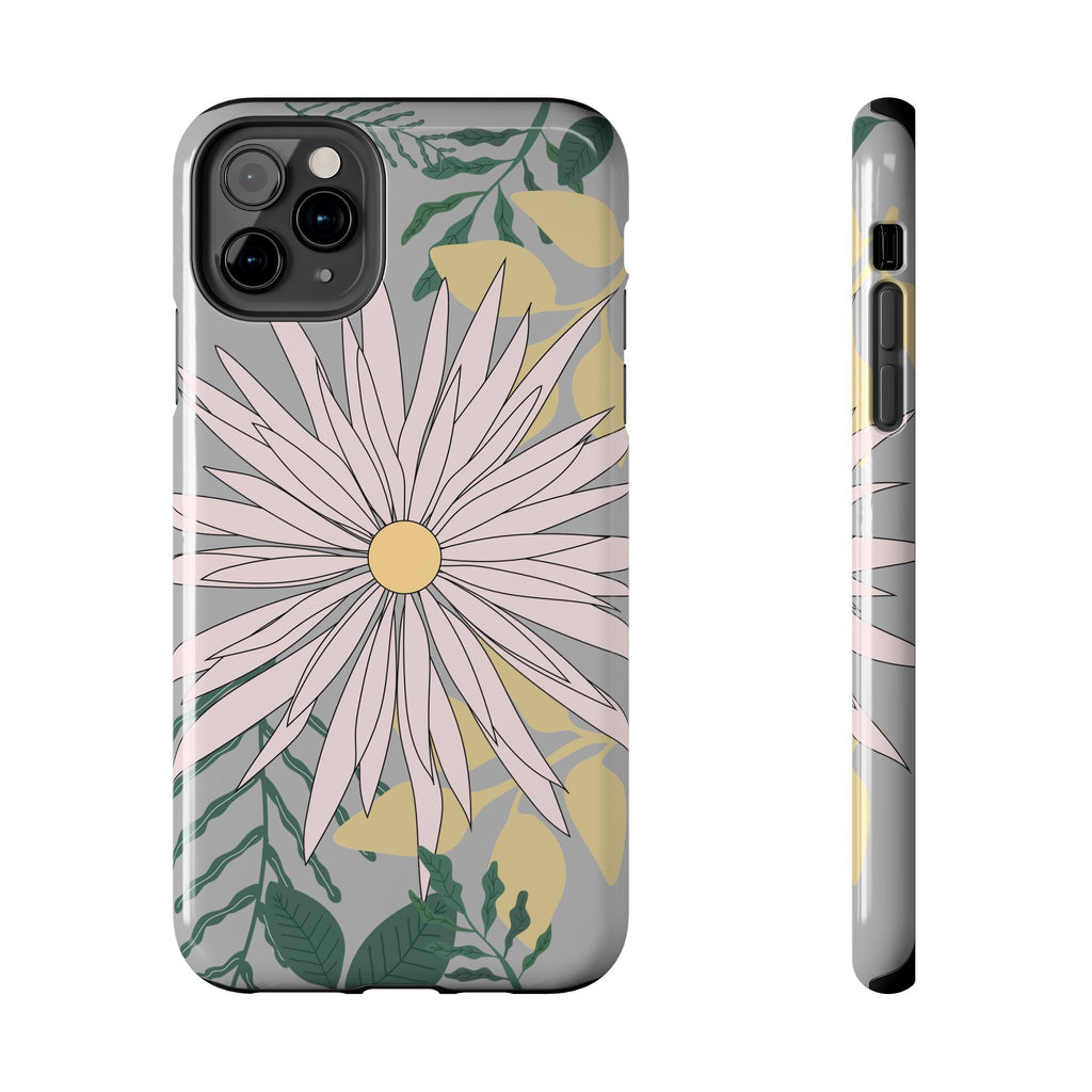Gray Floral iPhone Case — Durable Protective iPhone Case with Botanical Design