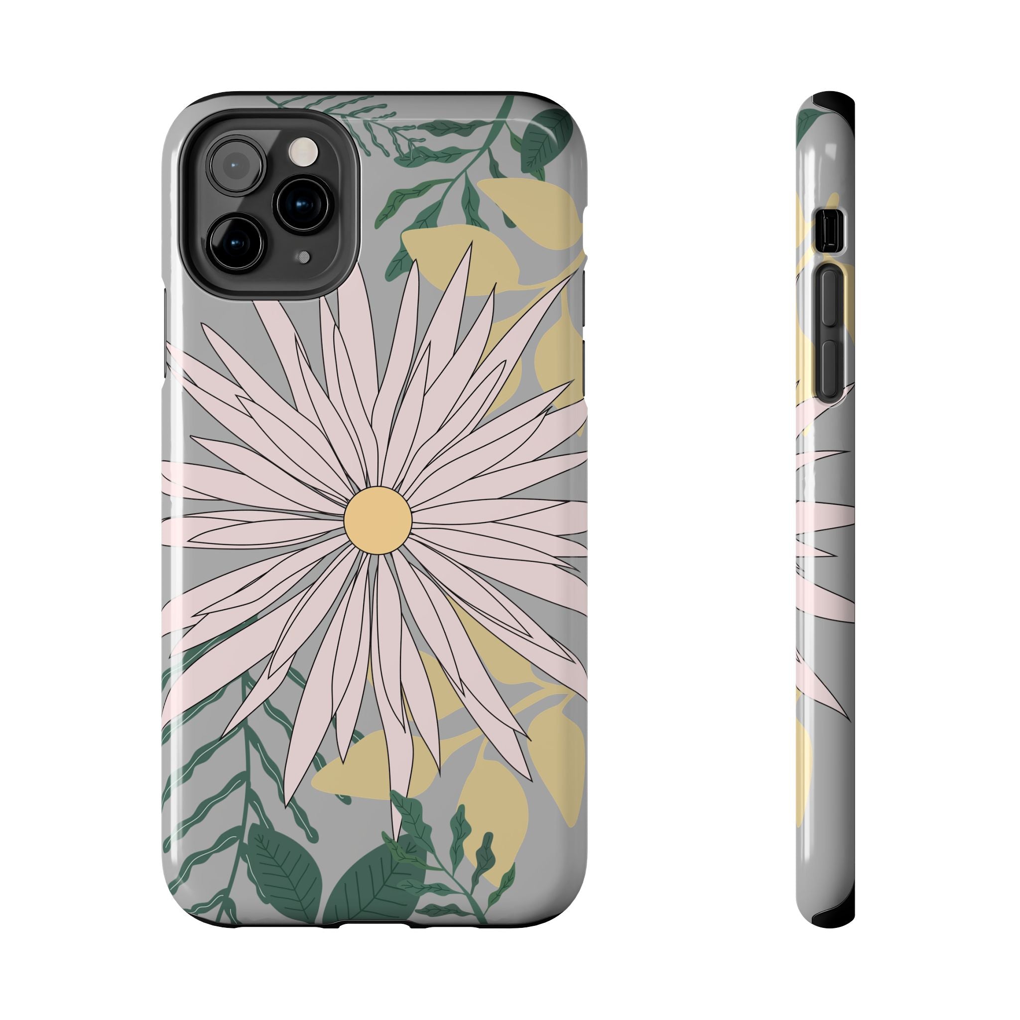 Gray Floral iPhone Case — Durable Protective iPhone Case with Botanical Design