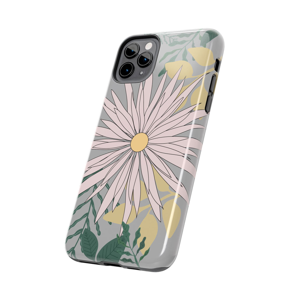 Gray Floral iPhone Case — Durable Protective iPhone Case with Botanical Design