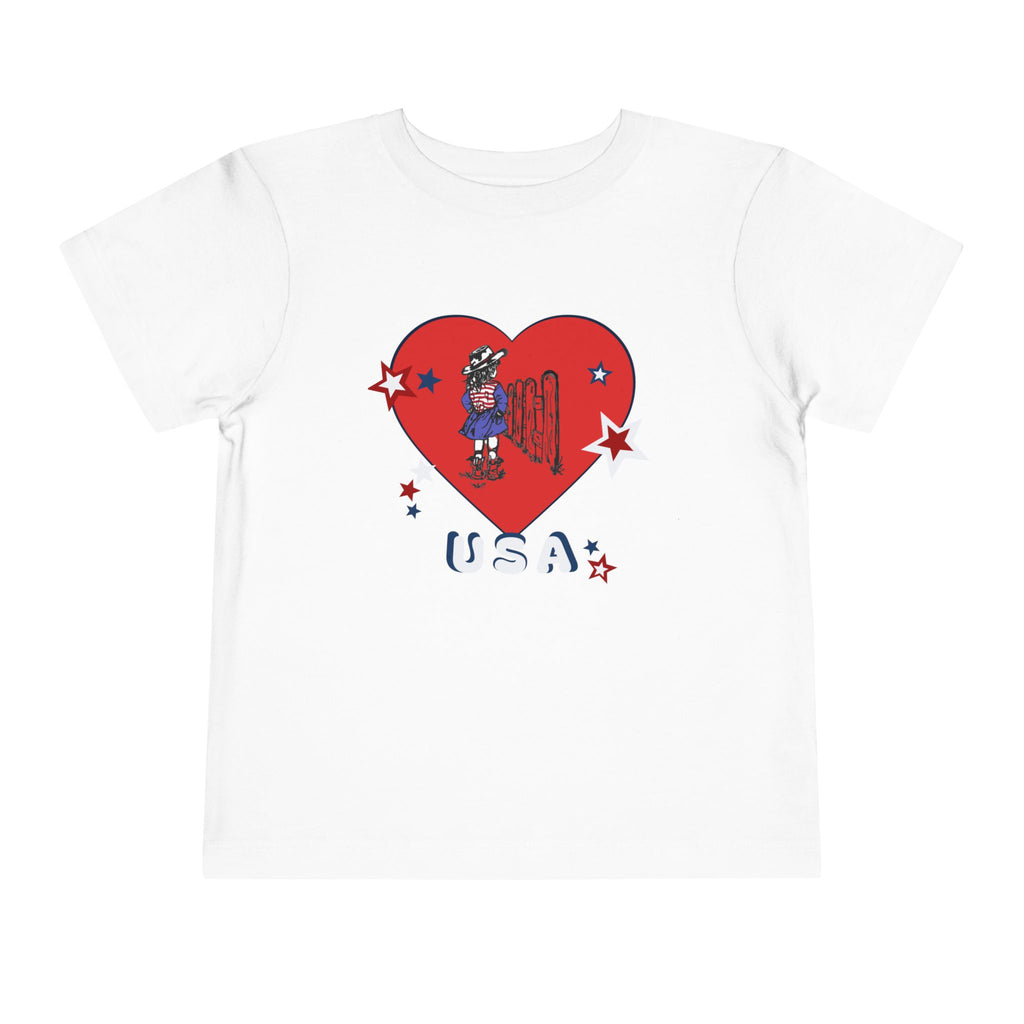 Toddler Tee - Patriotic USA Heart with Cowgirl Design