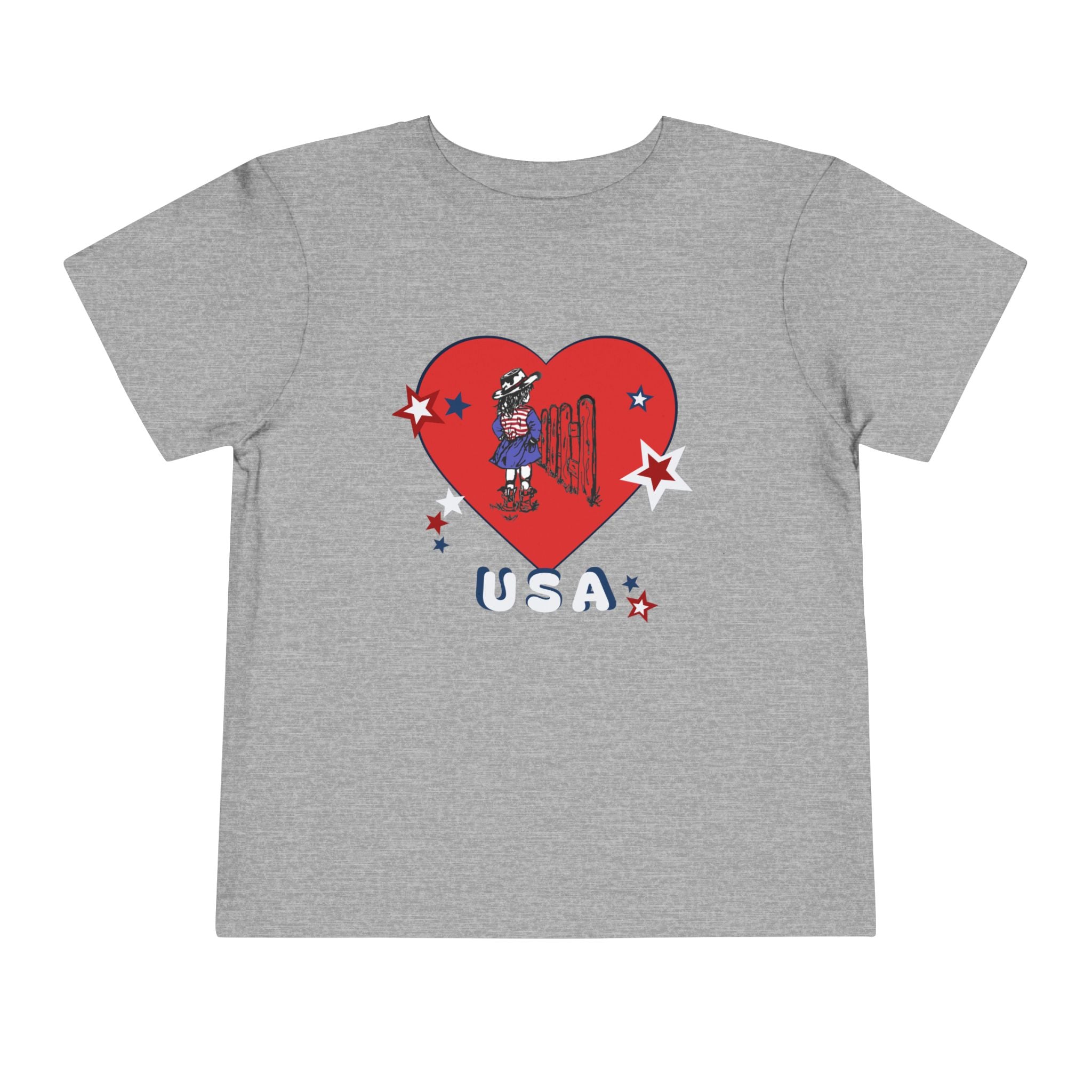 Toddler Tee - Patriotic USA Heart with Cowgirl Design