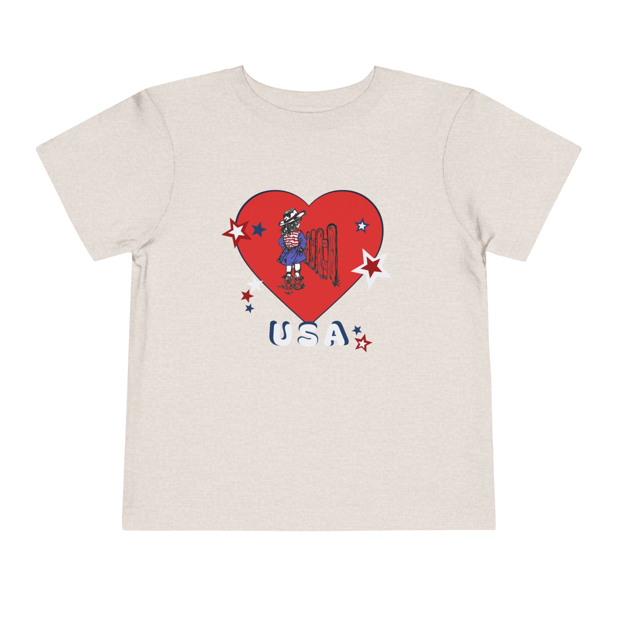 Toddler Tee - Patriotic USA Heart with Cowgirl Design