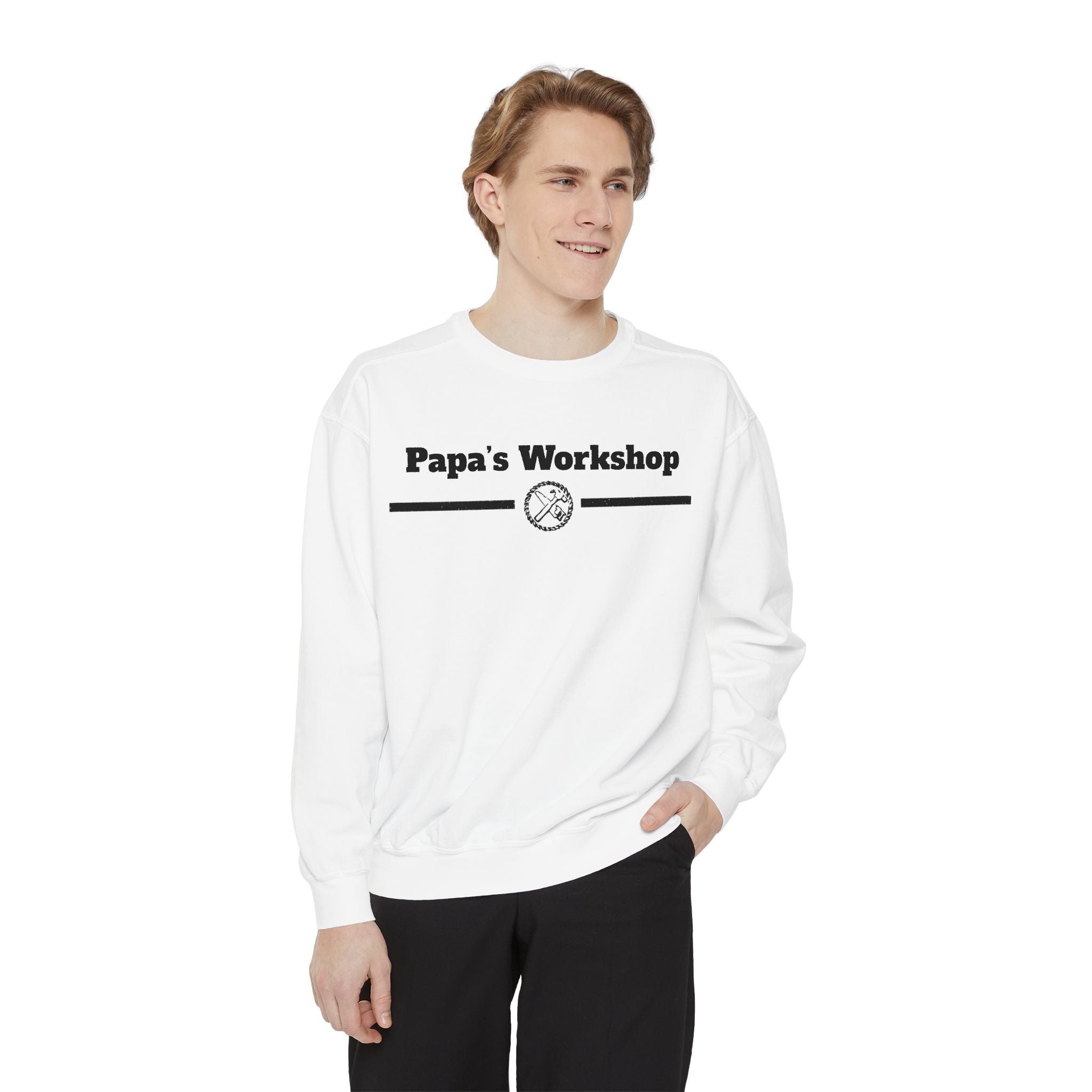 Papa's Workshop Sweatshirt — Vintage Carpenter Crewneck