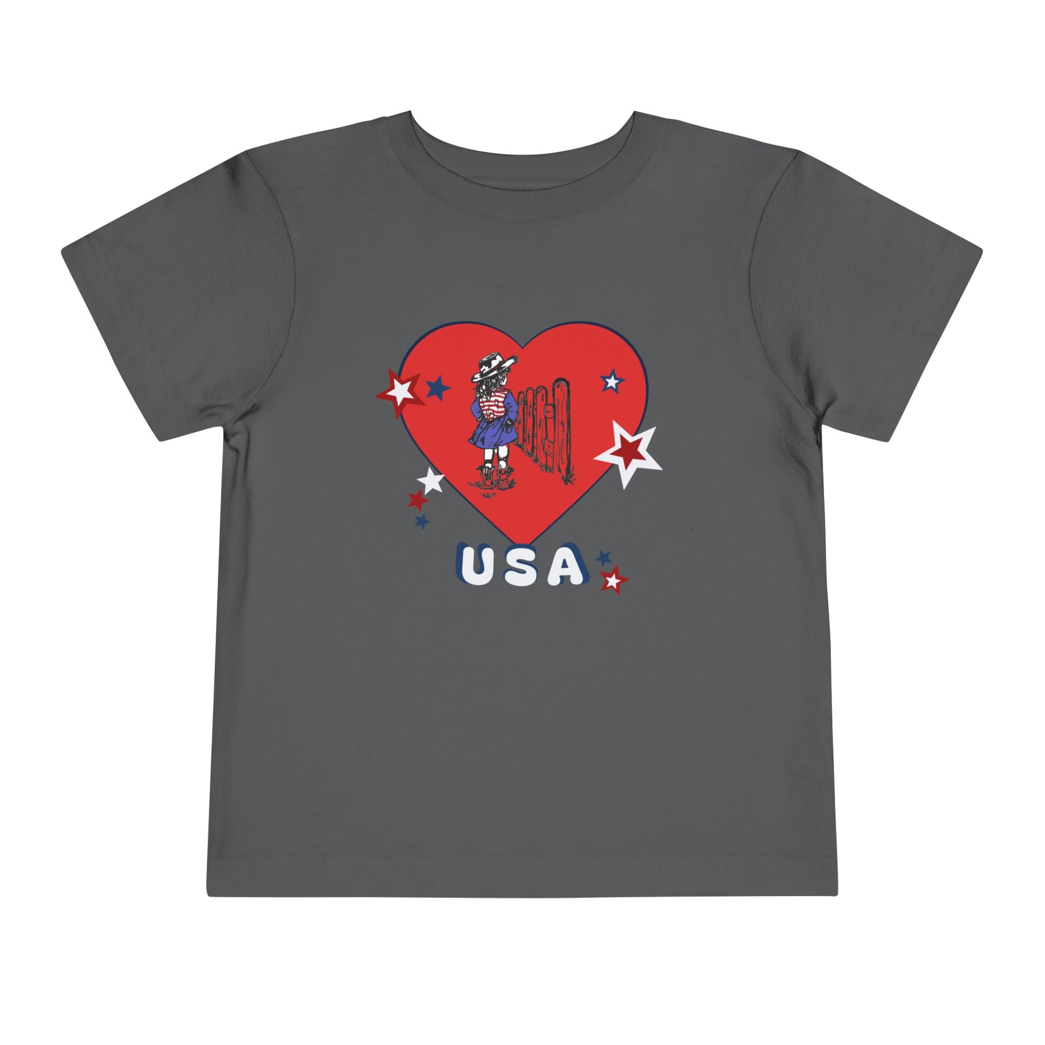 Toddler Tee - Patriotic USA Heart with Cowgirl Design