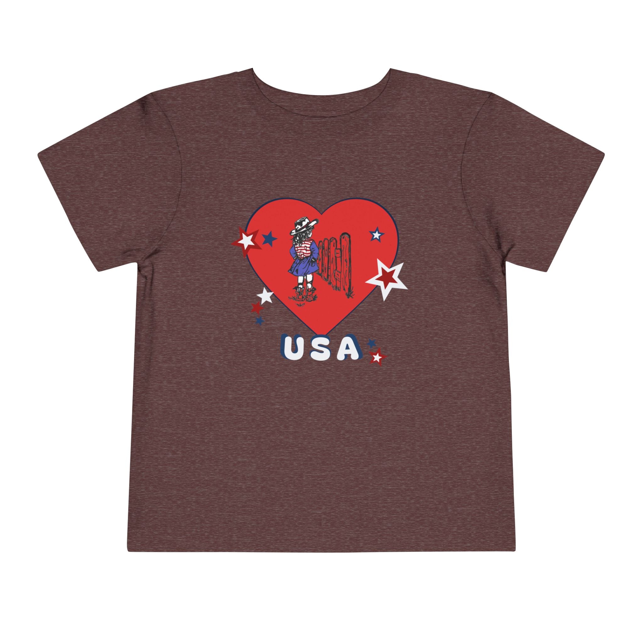 Toddler Tee - Patriotic USA Heart with Cowgirl Design