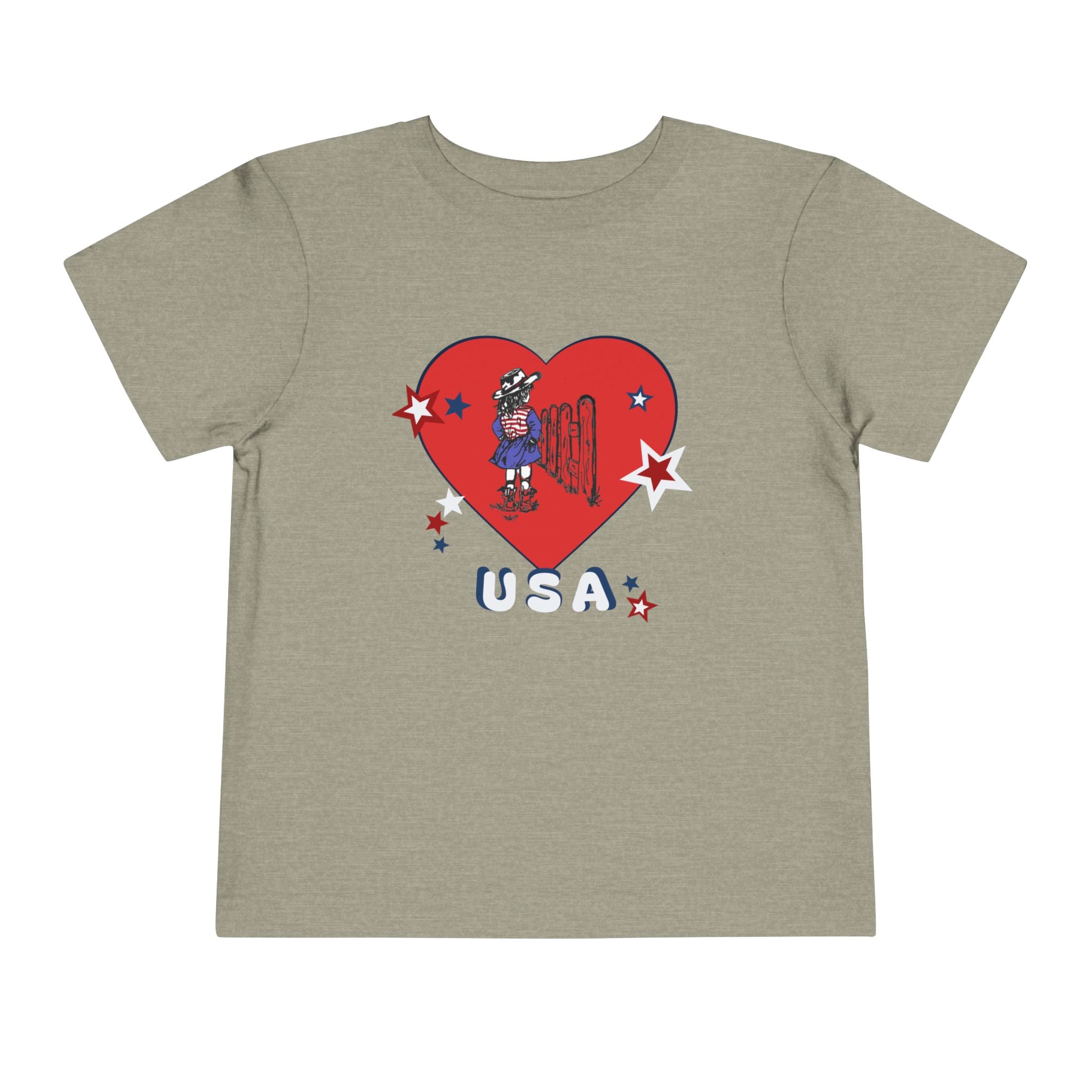 Toddler Tee - Patriotic USA Heart with Cowgirl Design