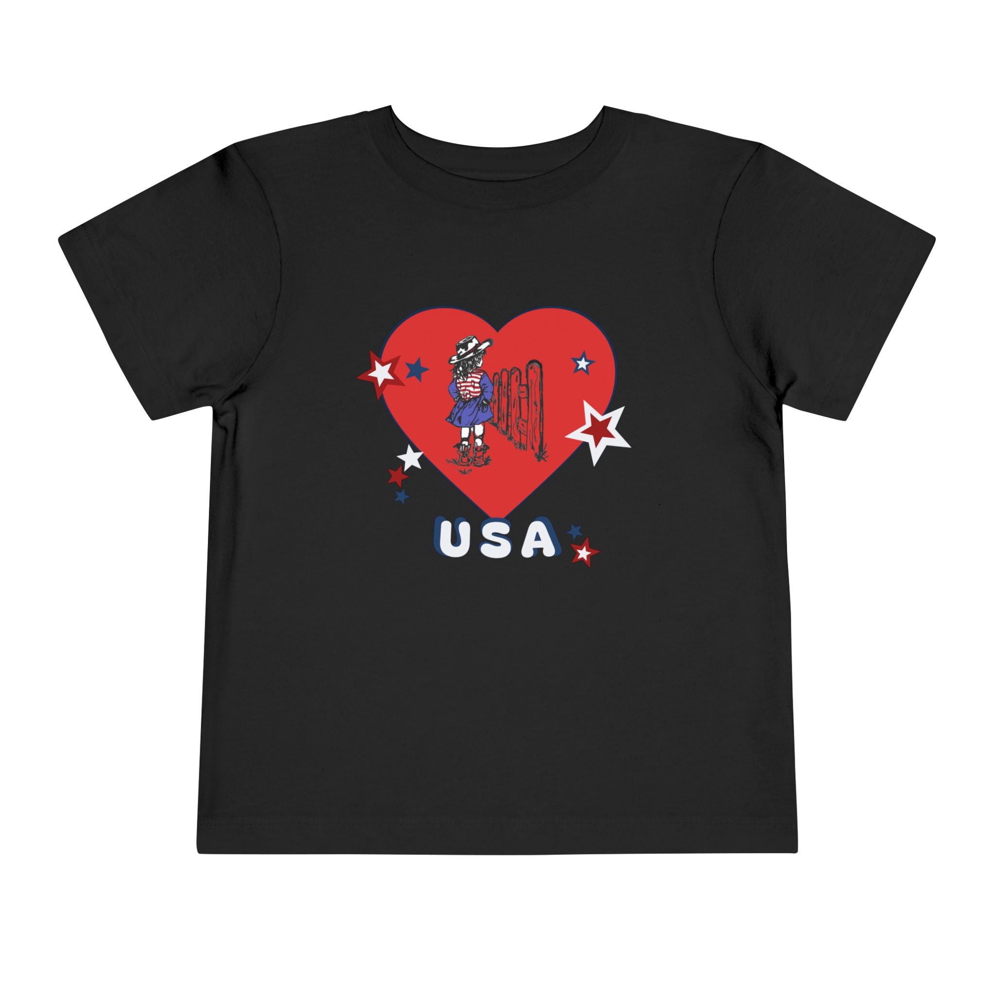 Toddler Tee - Patriotic USA Heart with Cowgirl Design