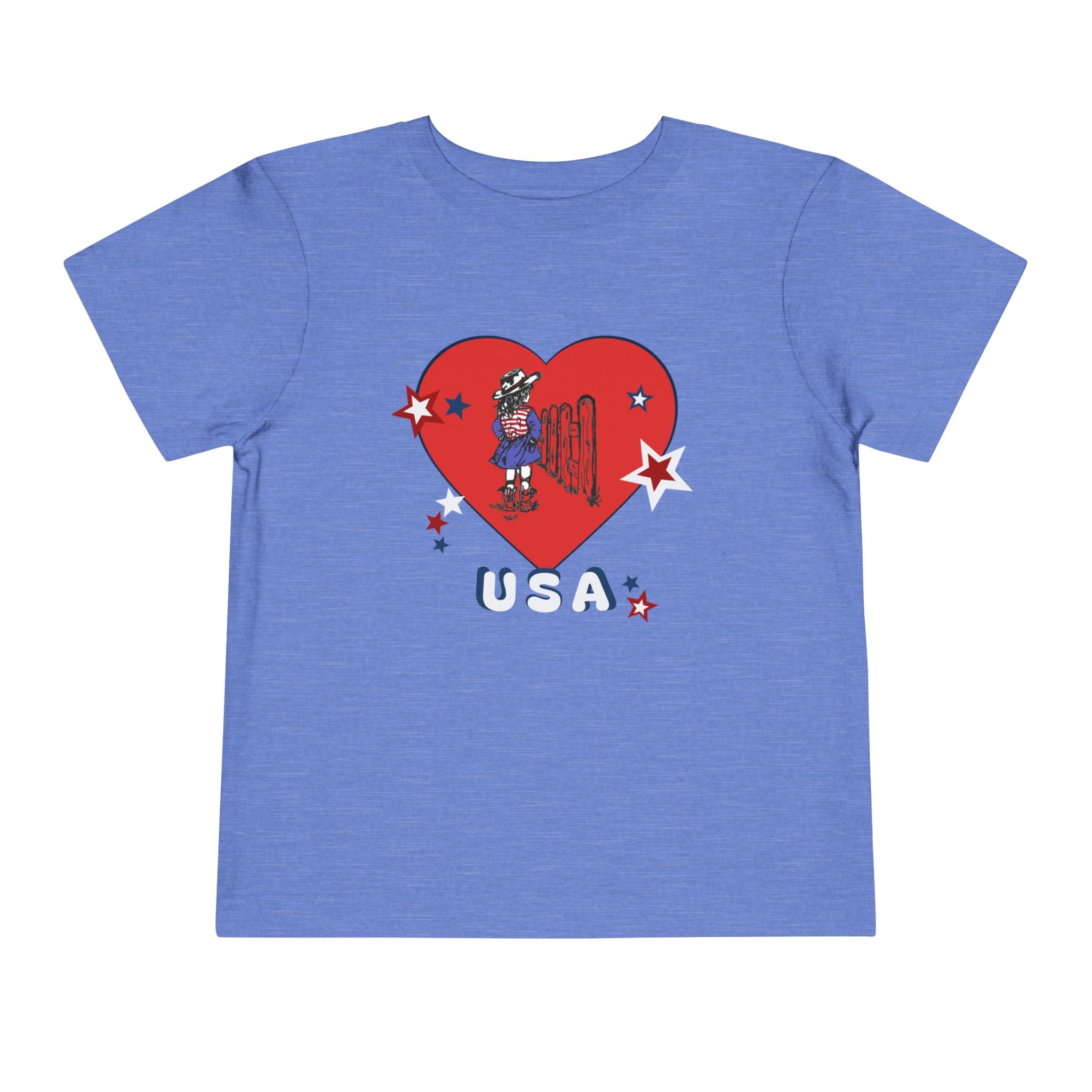 Toddler Tee - Patriotic USA Heart with Cowgirl Design