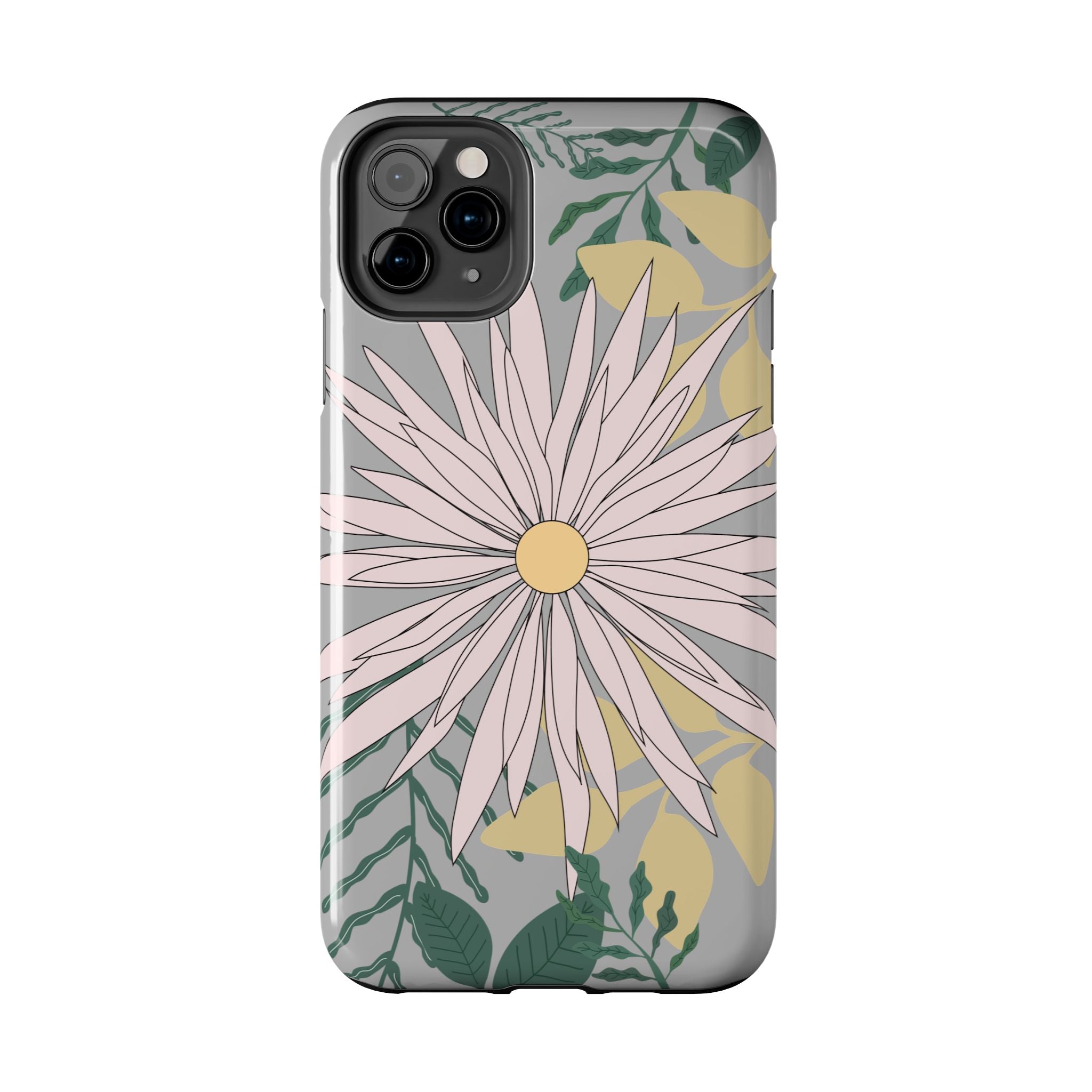 Gray Floral iPhone Case — Durable Protective iPhone Case with Botanical Design