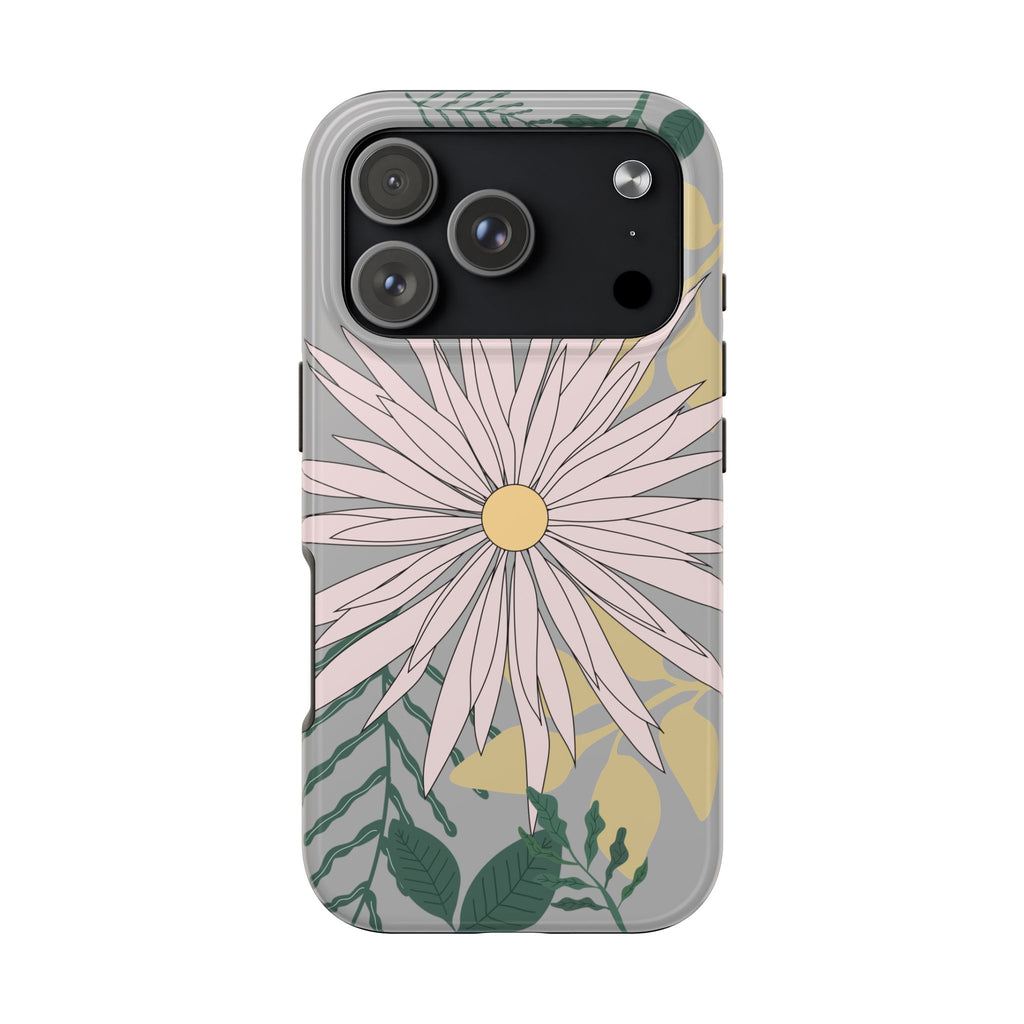 Gray Floral iPhone Case — Durable Protective iPhone Case with Botanical Design