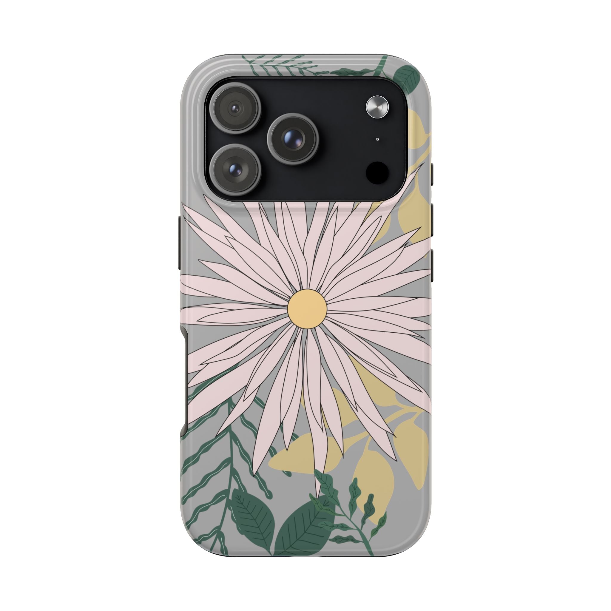 Gray Floral iPhone Case — Durable Protective iPhone Case with Botanical Design