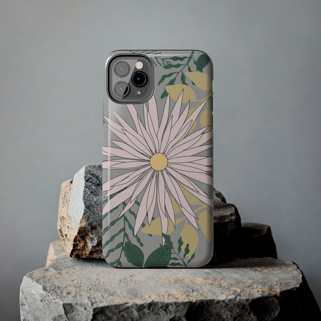 Gray Floral iPhone Case — Durable Protective iPhone Case with Botanical Design