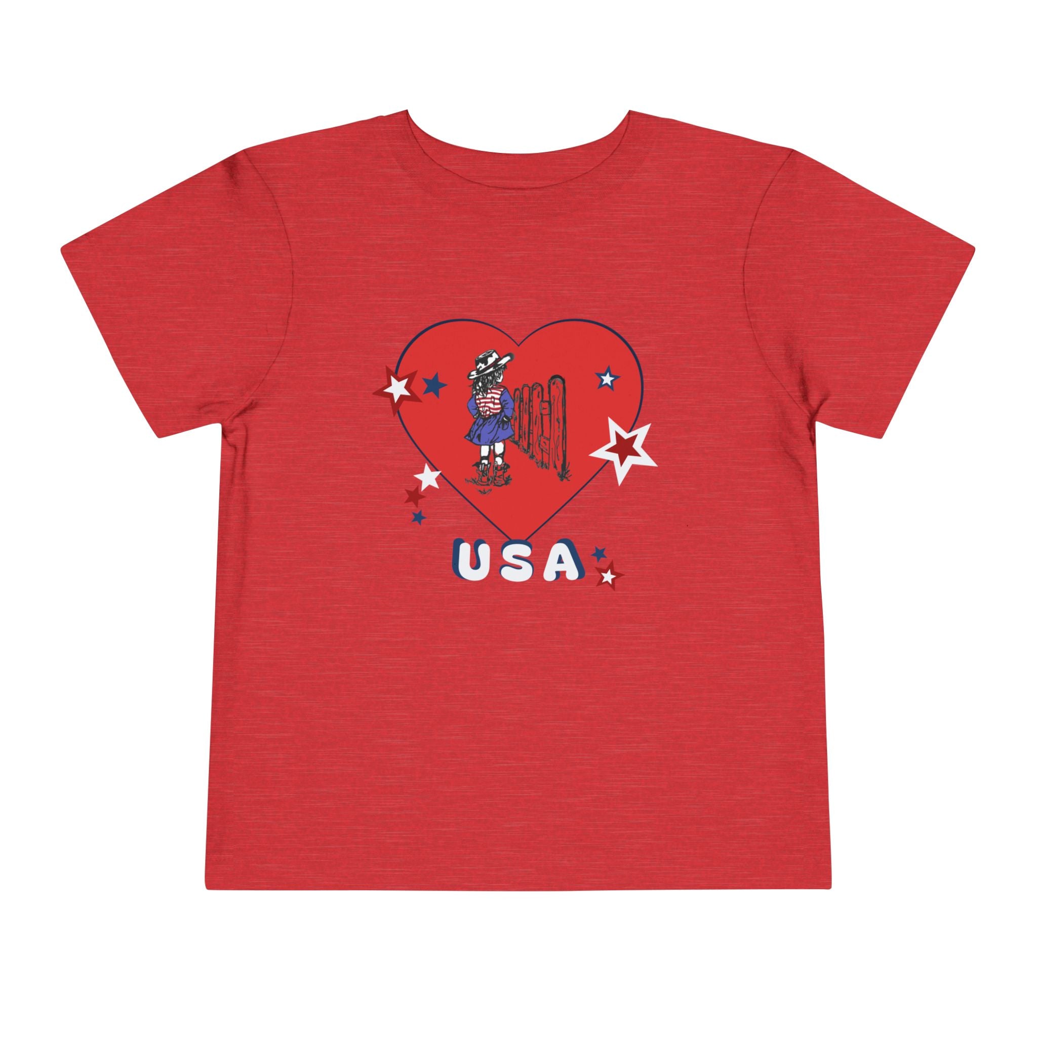 Toddler Tee - Patriotic USA Heart with Cowgirl Design
