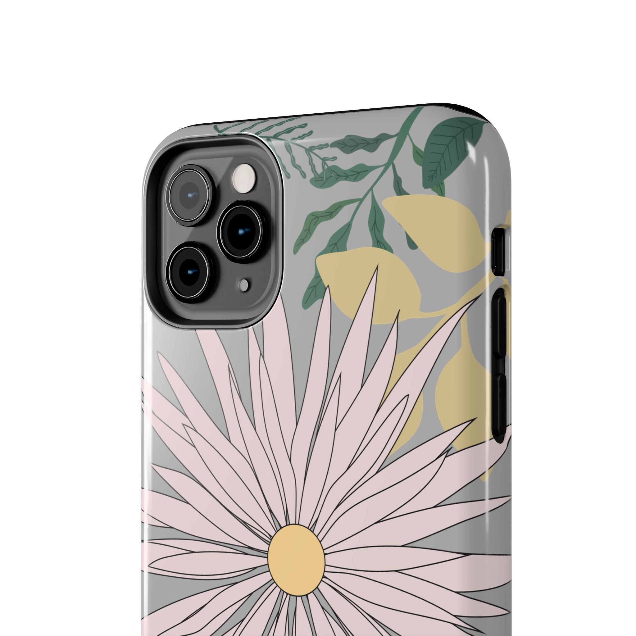 Gray Floral iPhone Case — Durable Protective iPhone Case with Botanical Design