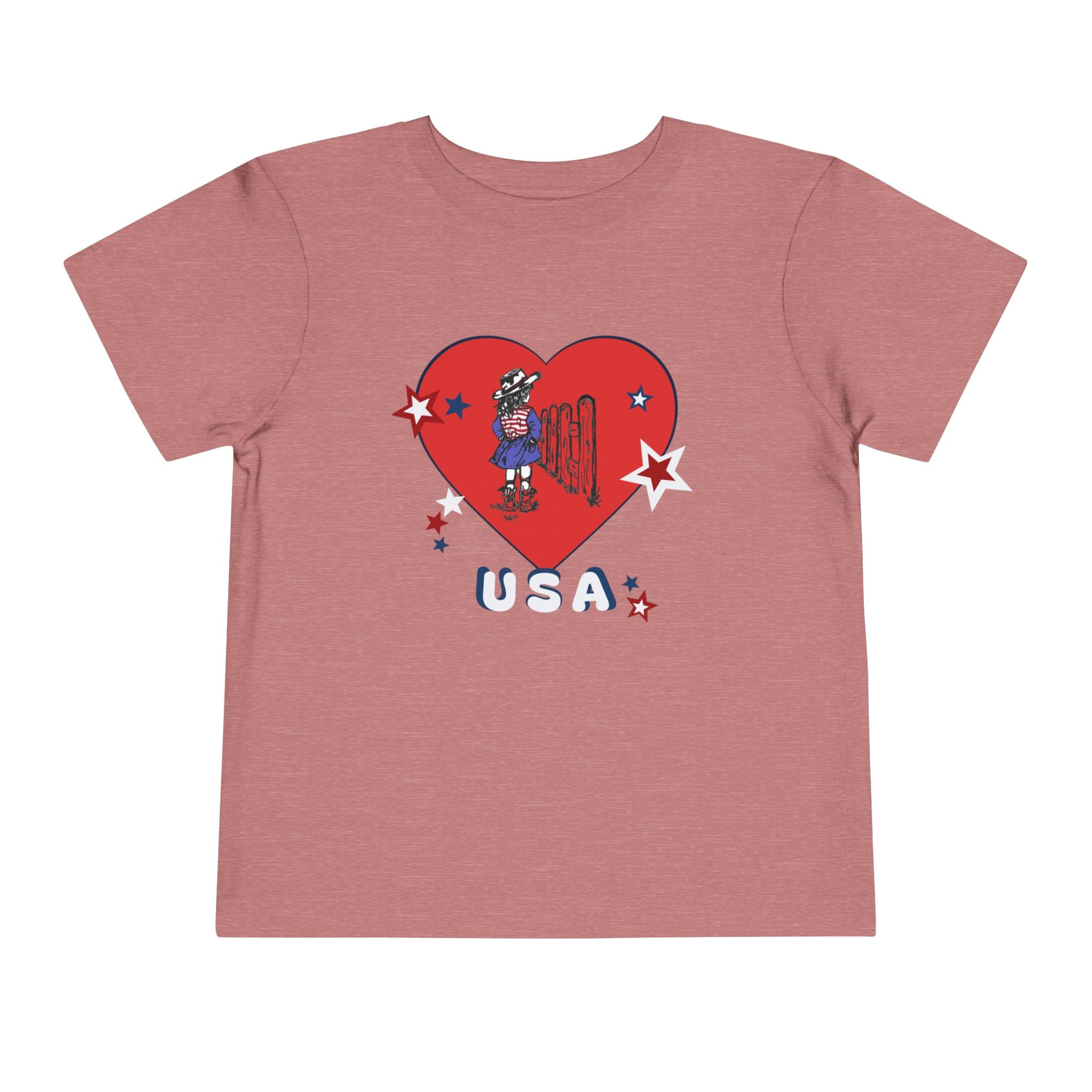 Toddler Tee - Patriotic USA Heart with Cowgirl Design