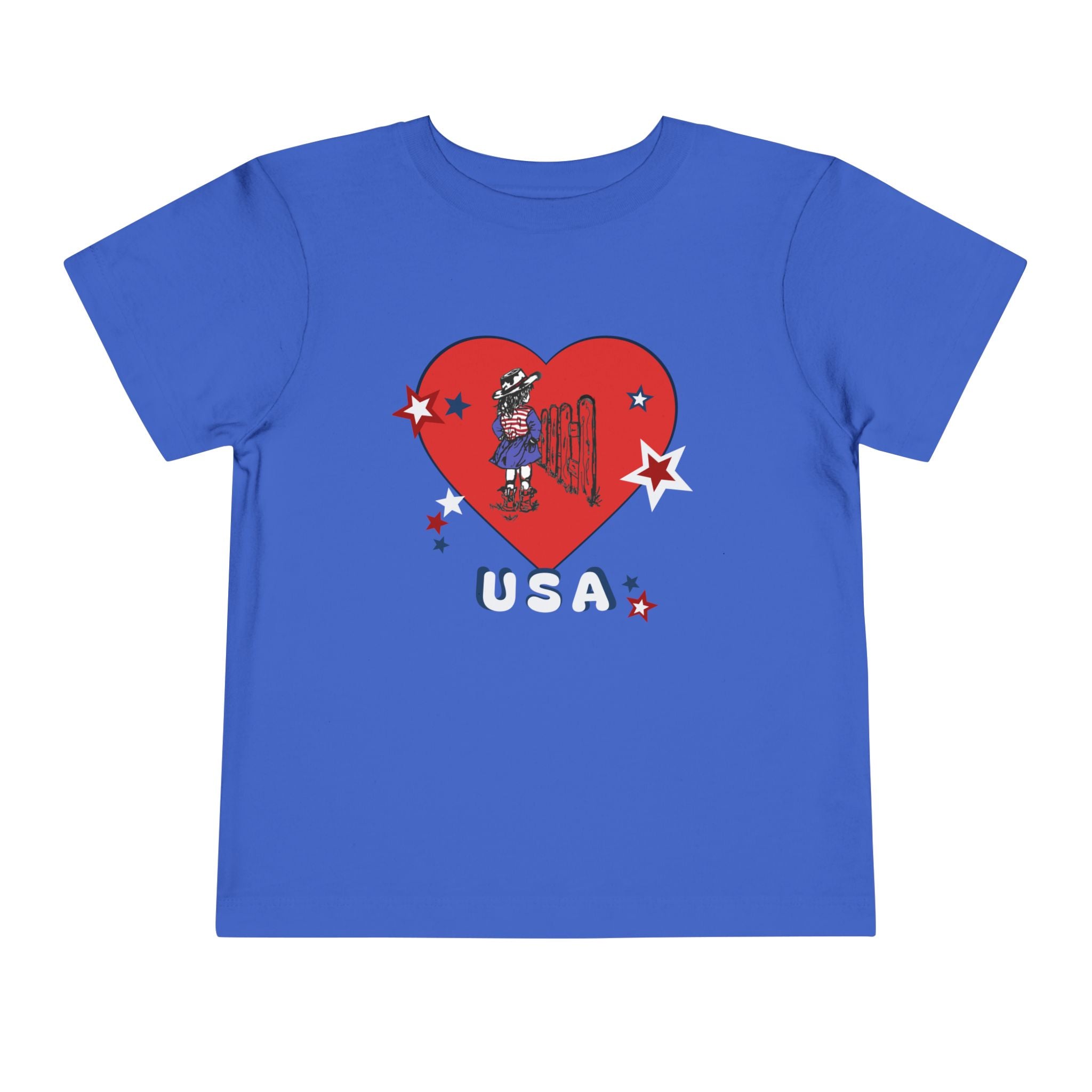 Toddler Tee - Patriotic USA Heart with Cowgirl Design