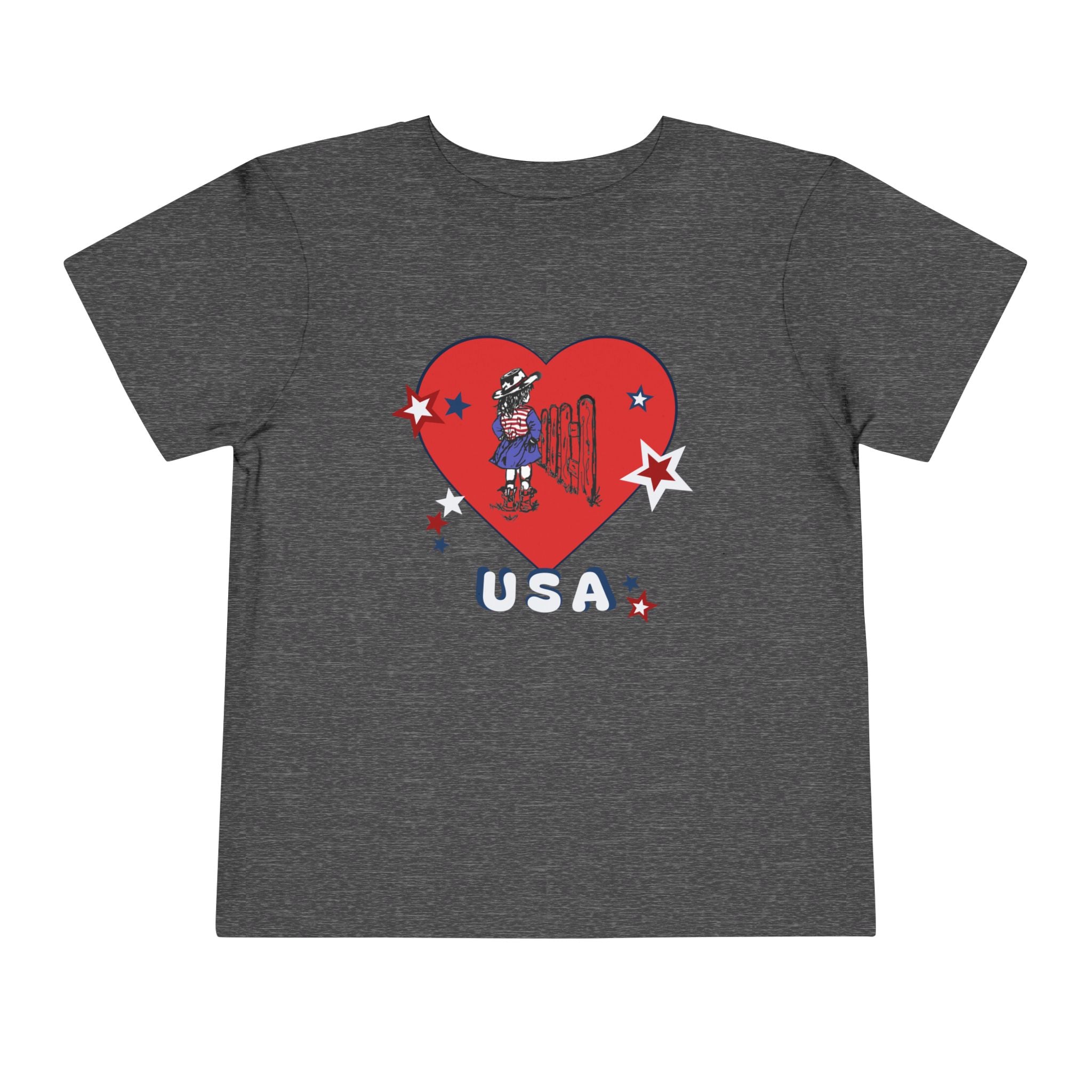 Toddler Tee - Patriotic USA Heart with Cowgirl Design