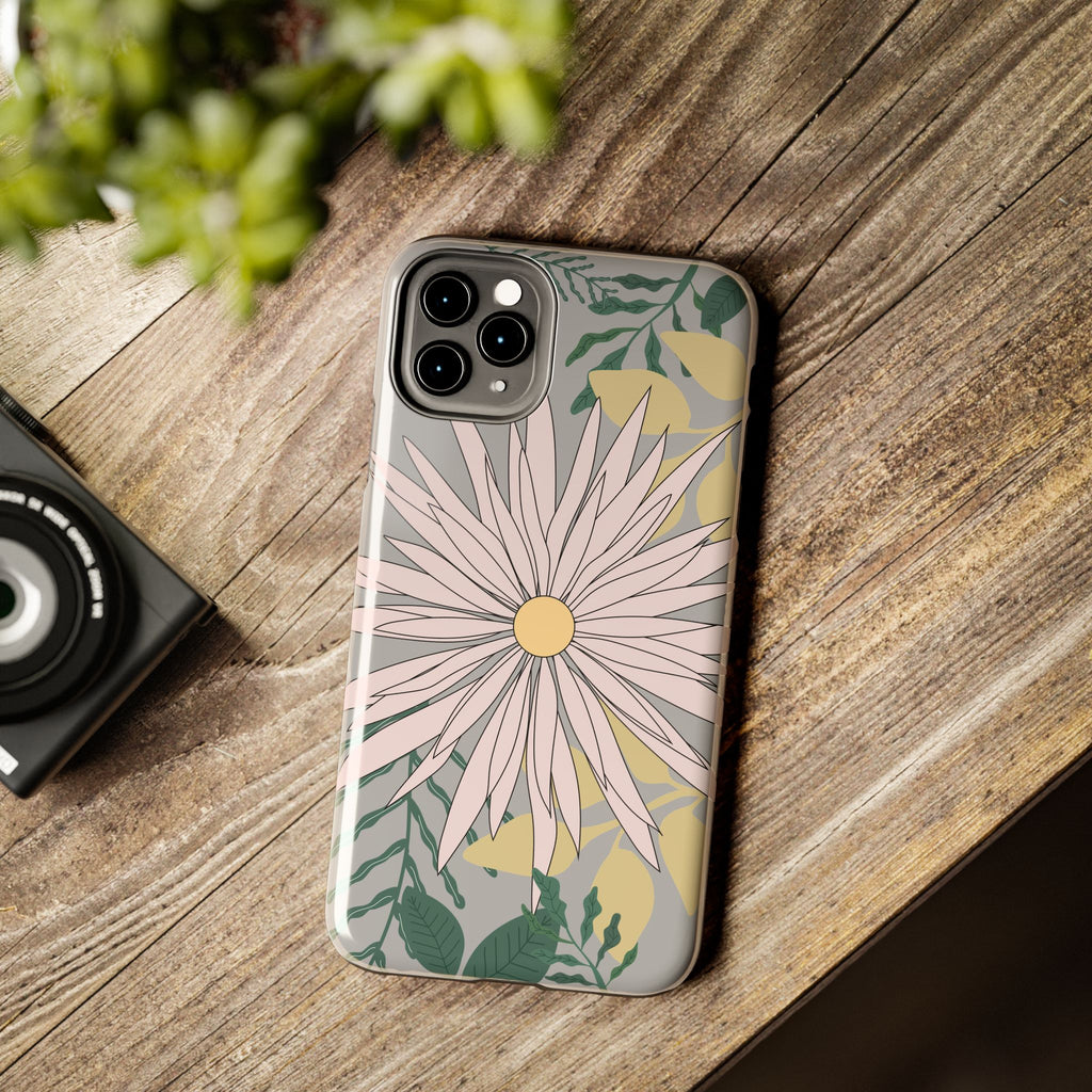 Gray Floral iPhone Case — Durable Protective iPhone Case with Botanical Design
