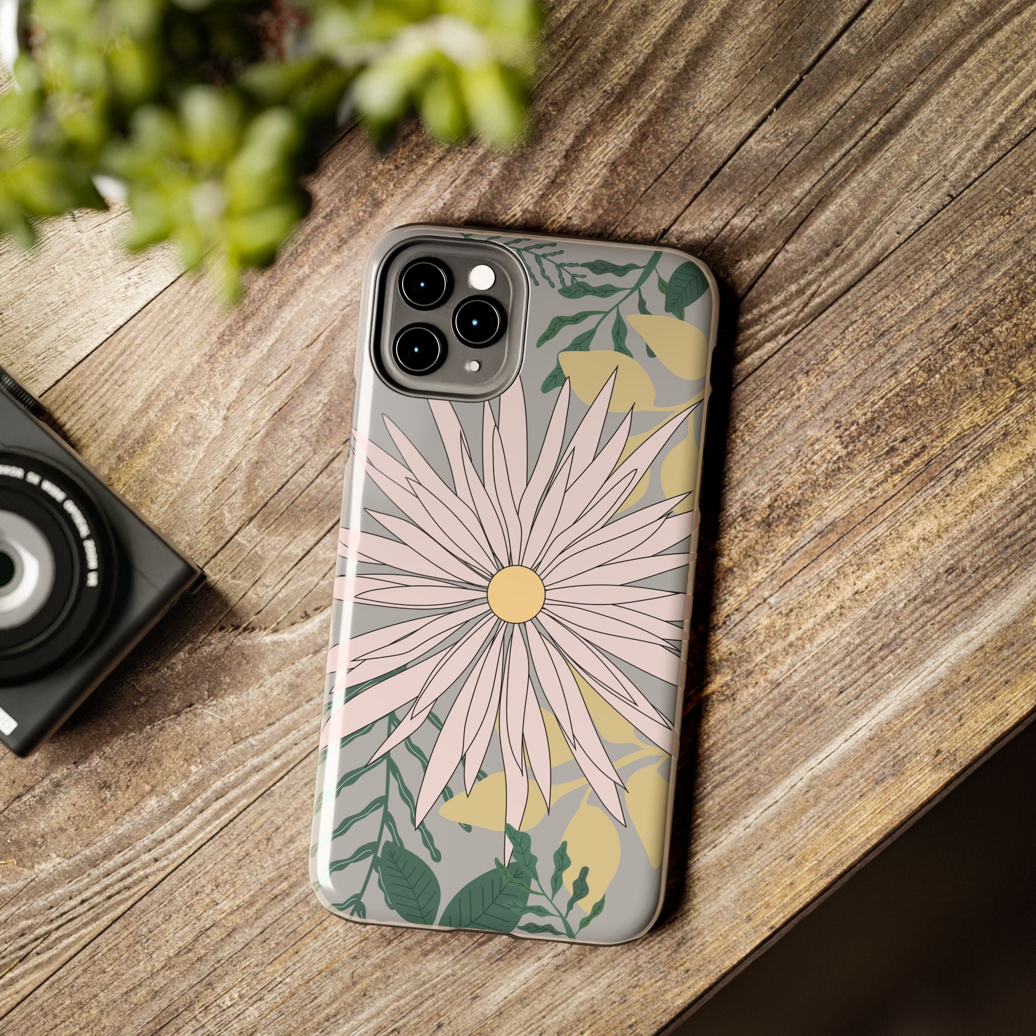 Gray Floral iPhone Case — Durable Protective iPhone Case with Botanical Design