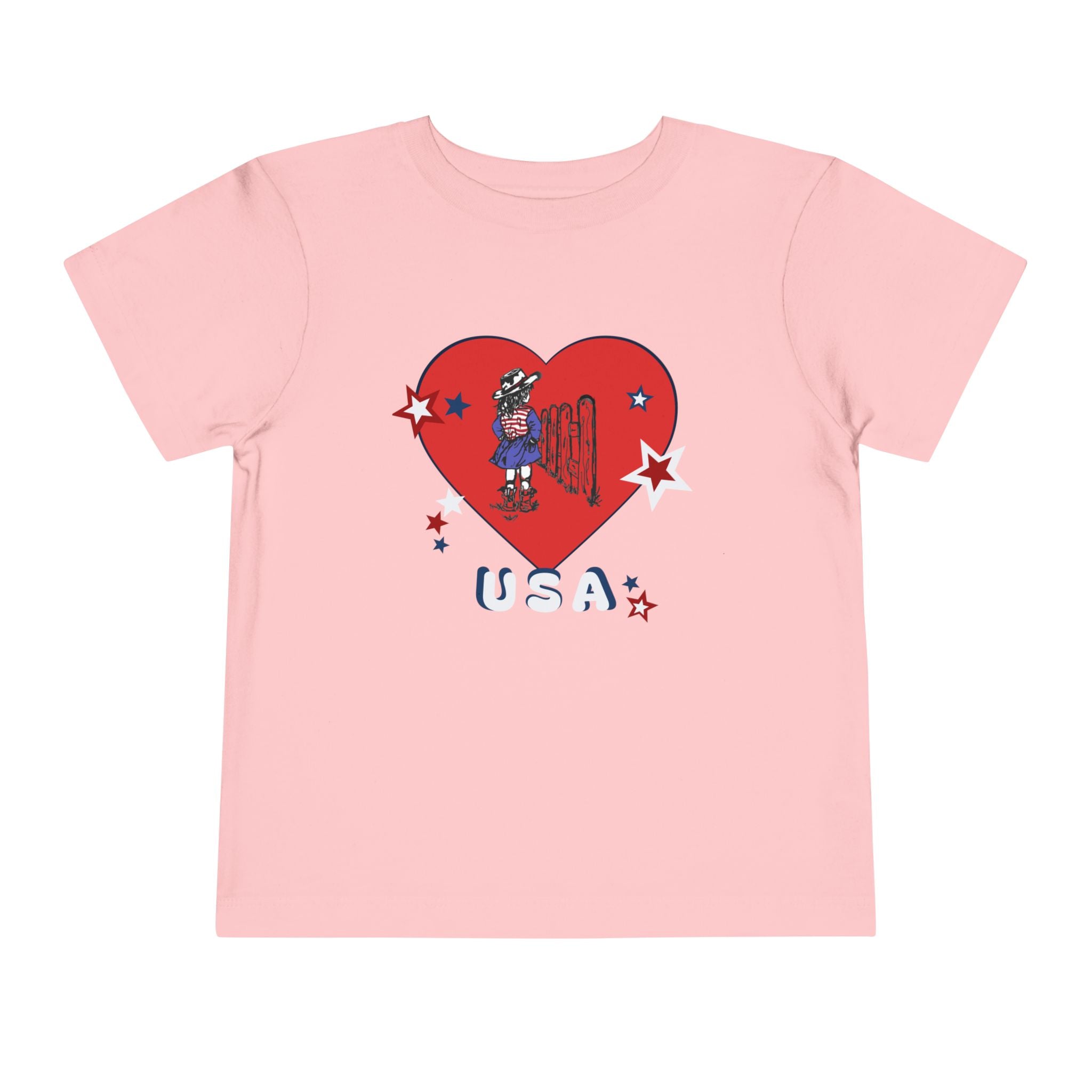 Toddler Tee - Patriotic USA Heart with Cowgirl Design
